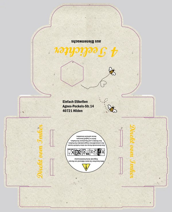4er- Teelichtverpackung Comic Biene