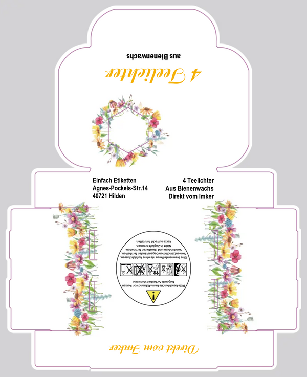 4er- Teelichtverpackung Aquarellblume