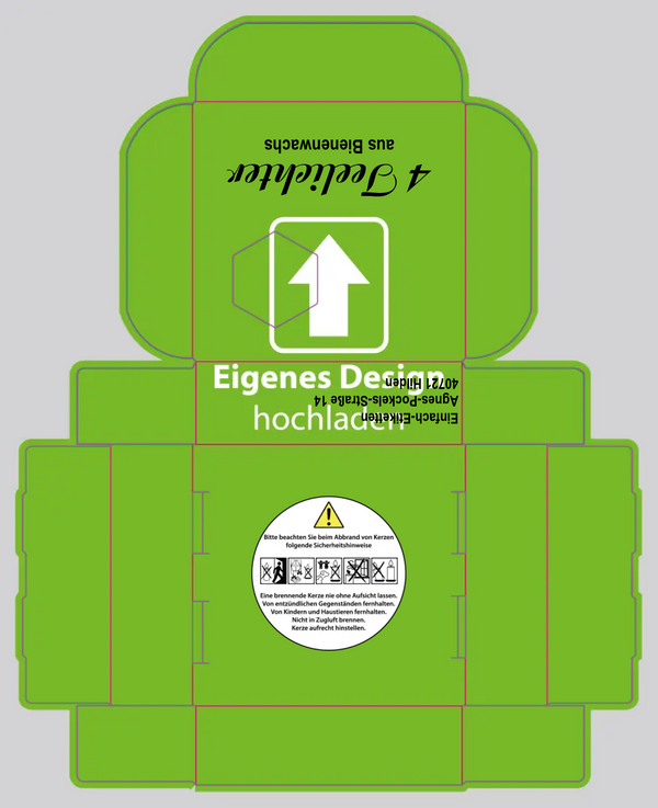 4er- Teelichtverpackung Eigenes Design mit Textfeldern