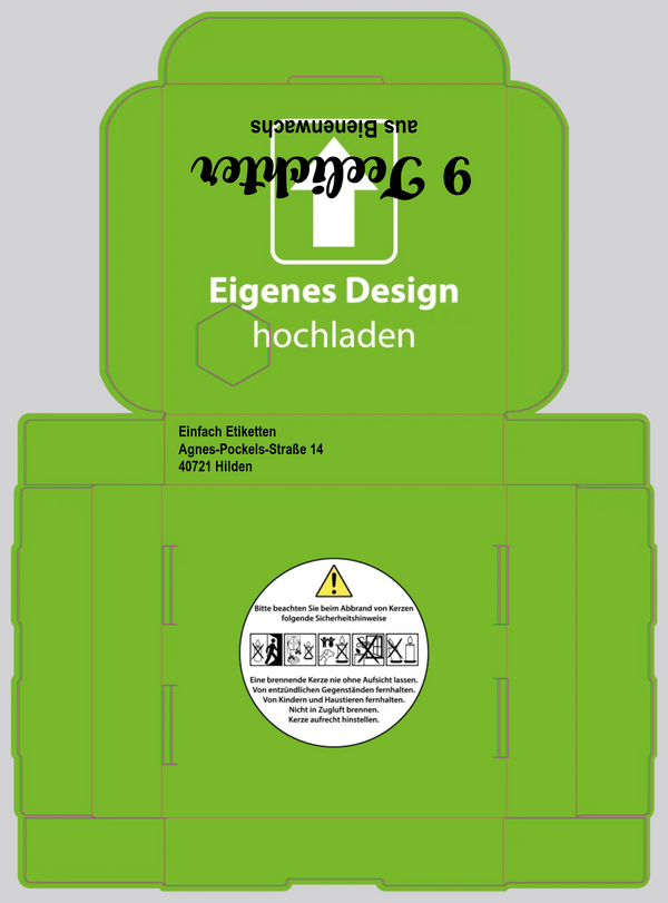 9er- Teelichtverpackung Eigenes Design mit Textfeldern