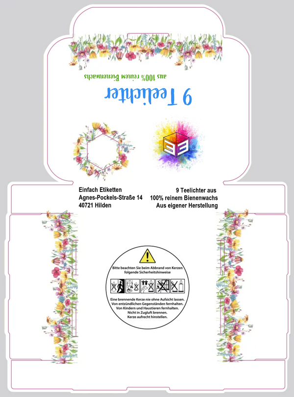 9er- Teelichtverpackung Aquarellblume
