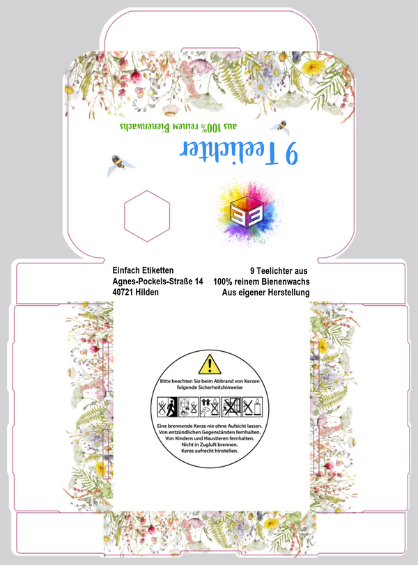 9er- Teelichtverpackung Blumenwiese