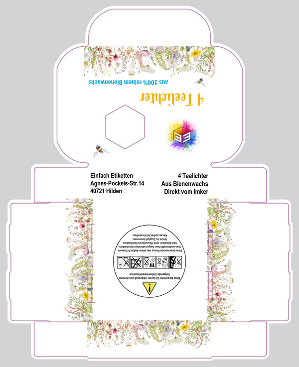 4er- Teelichtverpackung Blumenwiese