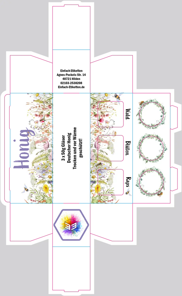 3er Umverpackung 53ml Glas Blumenwiese