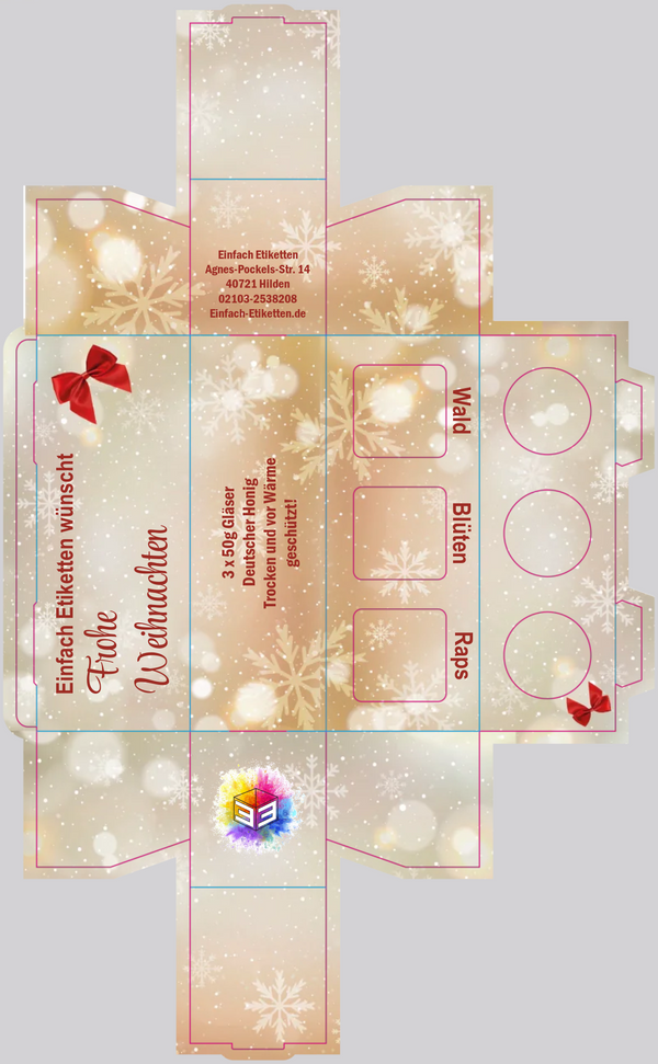 3er Umverpackung 53ml Glas Rote Schleife