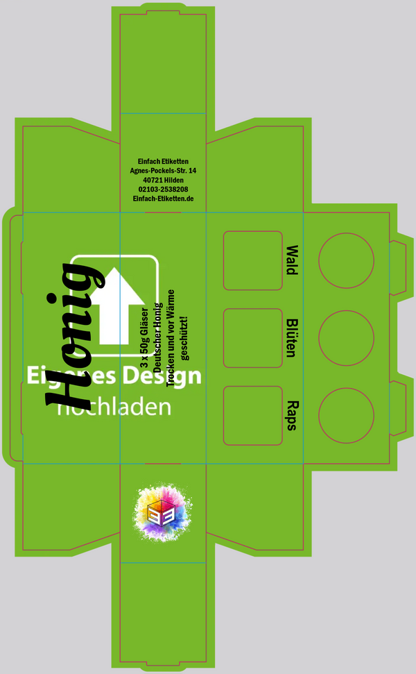 3er Umverpackung 53ml Glas Eigenes Design mit Textfeldern