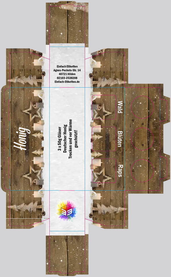 3er Umverpackung 53ml Weihnachtliche Holzfasade