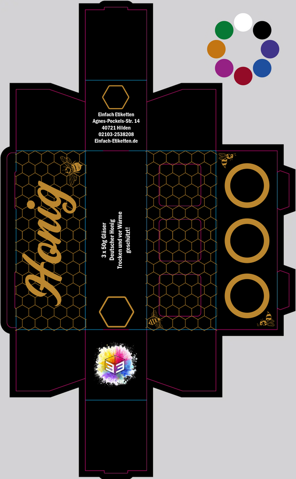 3er Umverpackung 53ml Glas Edel Bunt mit wählbaren Hintergrund