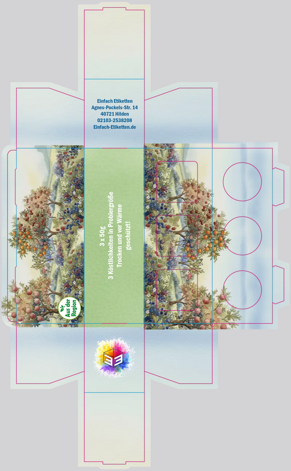 3er Umverpackung fü 53ml Gläschen Aquarell Fruchtgarten