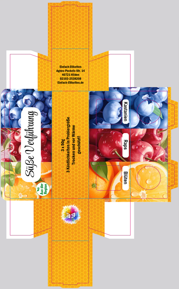 3er Umverpackung fü 53ml Gläschen Wabe mit Austauschbare bilder