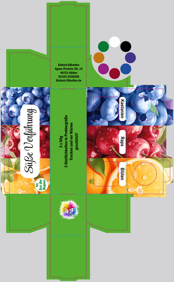 3er Umverpackung fü 53ml Gläschen Farbigerhintergrund mit Austauschbaren bildern