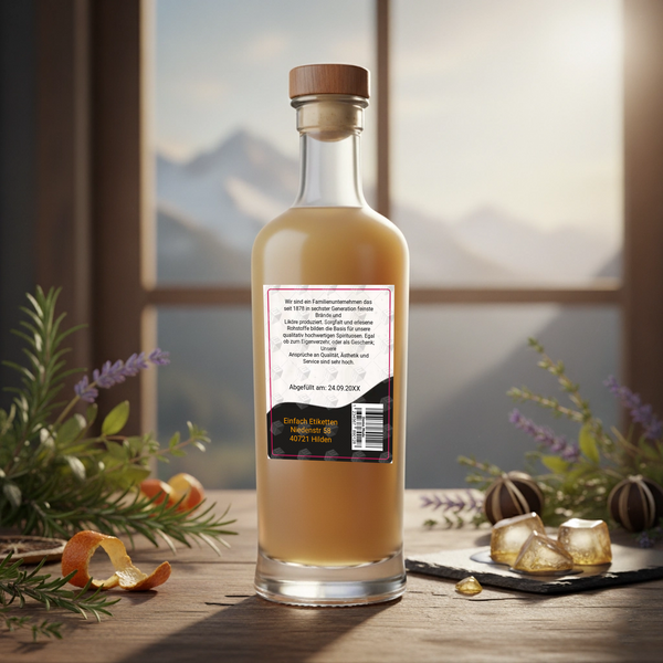 Etikett - "Black & White" 60x45 Rückseitenetikett