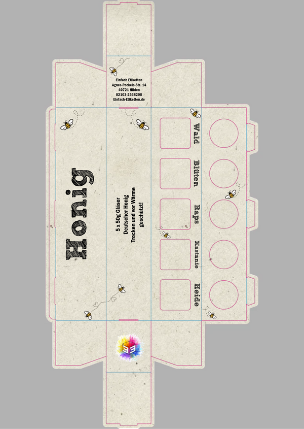 5er Umverpackung 53ml Glas Comicbiene