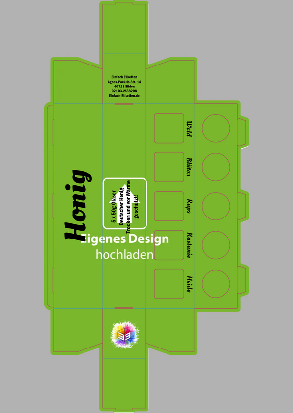 5er Umverpackung 53ml Glas Eigenes Design mit Textfeldern