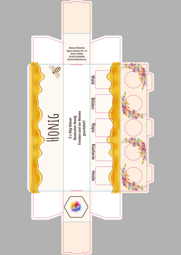 5er Umverpackung 53ml Glas Honig Aquarell