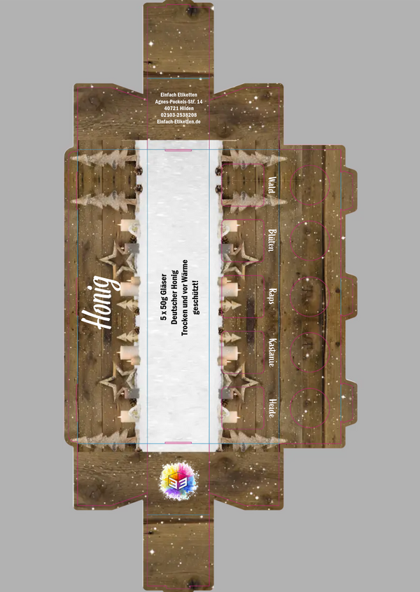 5er Umverpackung 53ml Glas Holzfasade Weihnachten