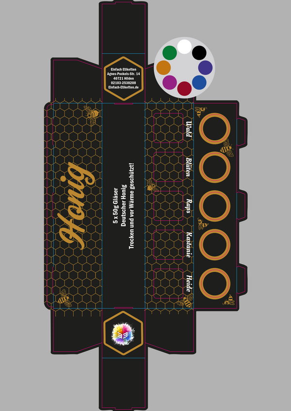 5er Umverpackung 53ml Glas Edel Gold mit wechselbarem Hintergrund