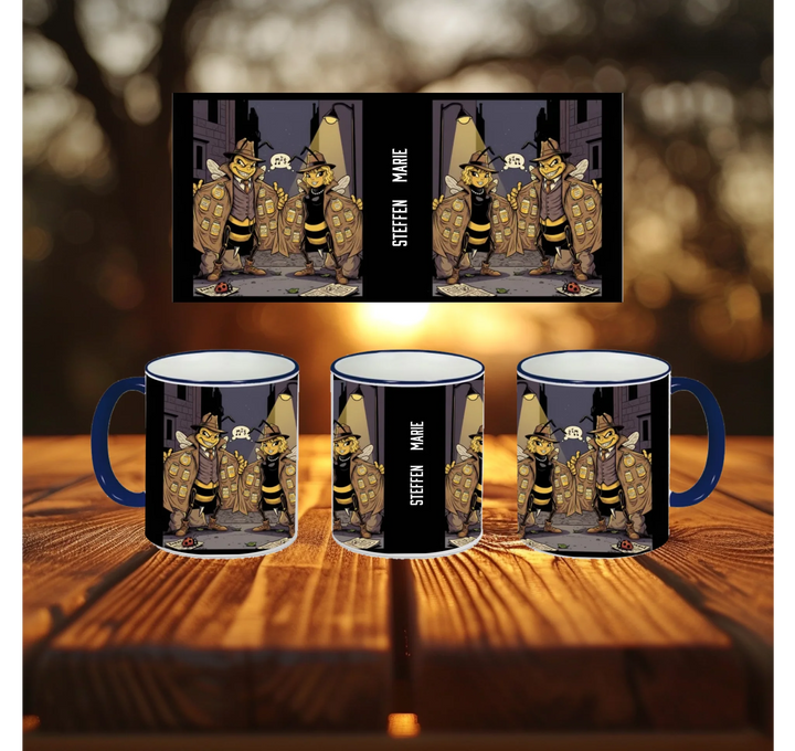 Blanko Mockup 3 Tassen Riemen Blau