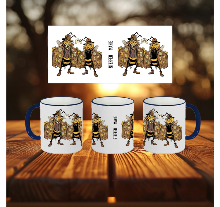 Blanko Mockup 3 Tassen Riemen Blau