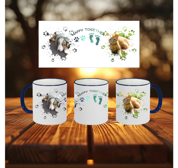 Blanko Mockup 3 Tassen Riemen Blau