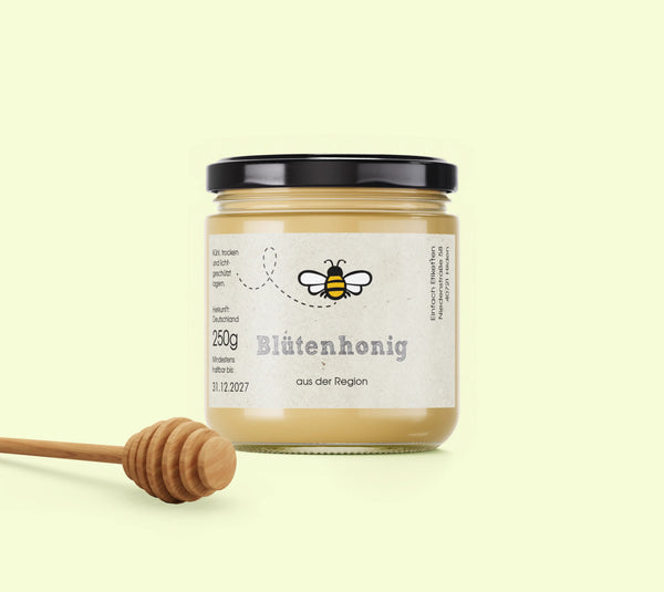 Etikett - Vorlage "Honig - Comicbiene" 150x125