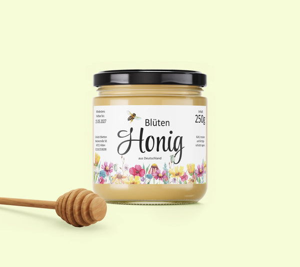 Etikett - Aquarellblume 150x125 Siegel